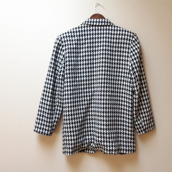 vintage gingham print blazer / wool blend plaid jacket - Picture 4 of 4